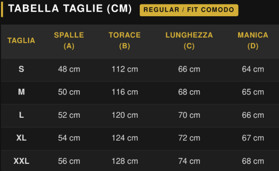 Guida alle taglie Giacca bomber eco pelle