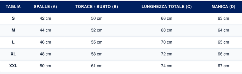 Guida alle taglie Polo maniche lunghe