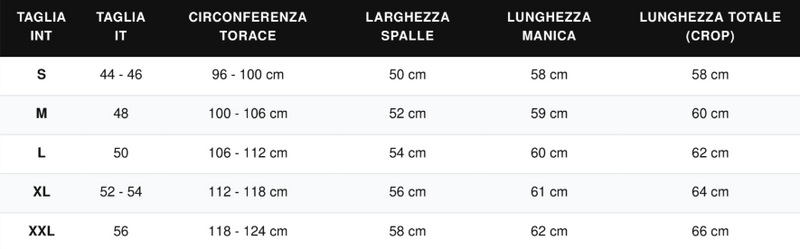 Guida alle taglie Felpa crop girocollo