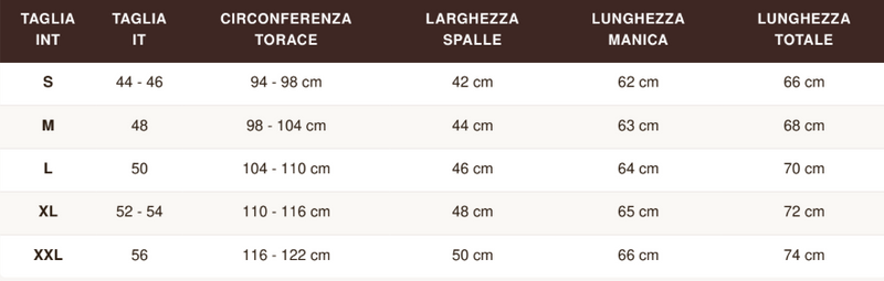 Guida alle taglie Polo ricamata manica lunga