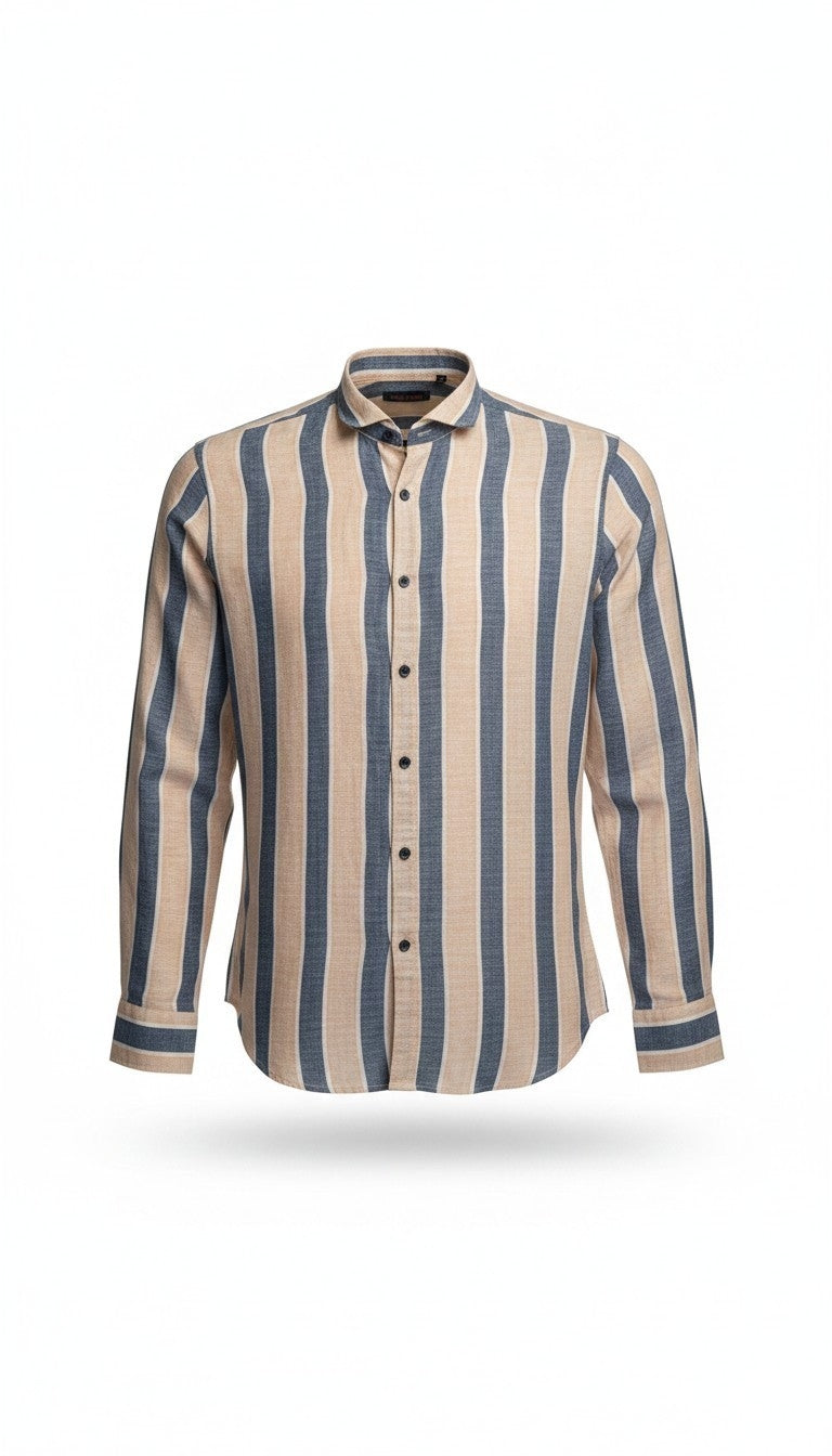 Camicia Lino a righe verticali