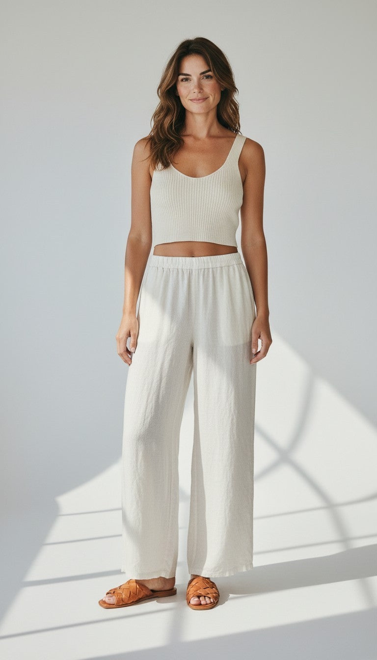Pantaloni Lino a palazzo