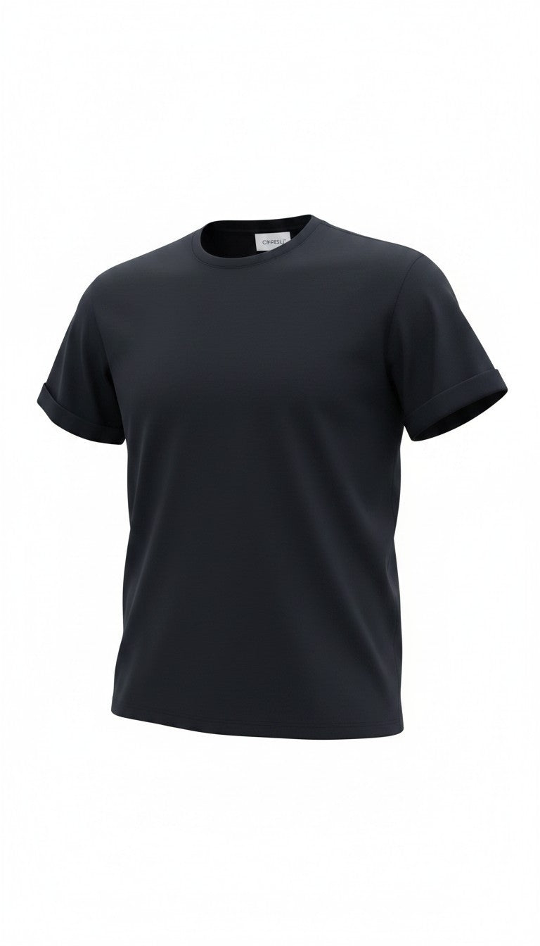 T-shirt girocollo con risvoltino sulle maniche