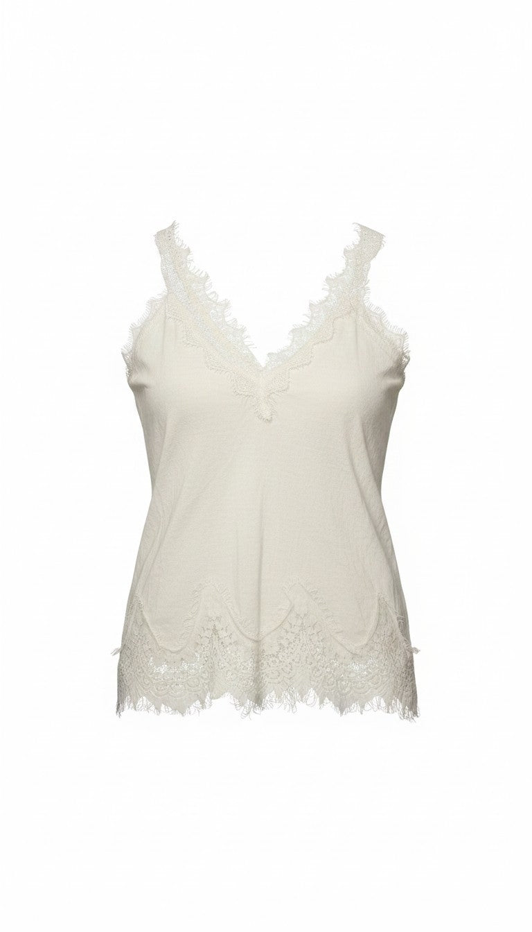 Top Lino con pizzo