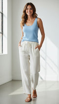 Pantaloni Lino con laccio