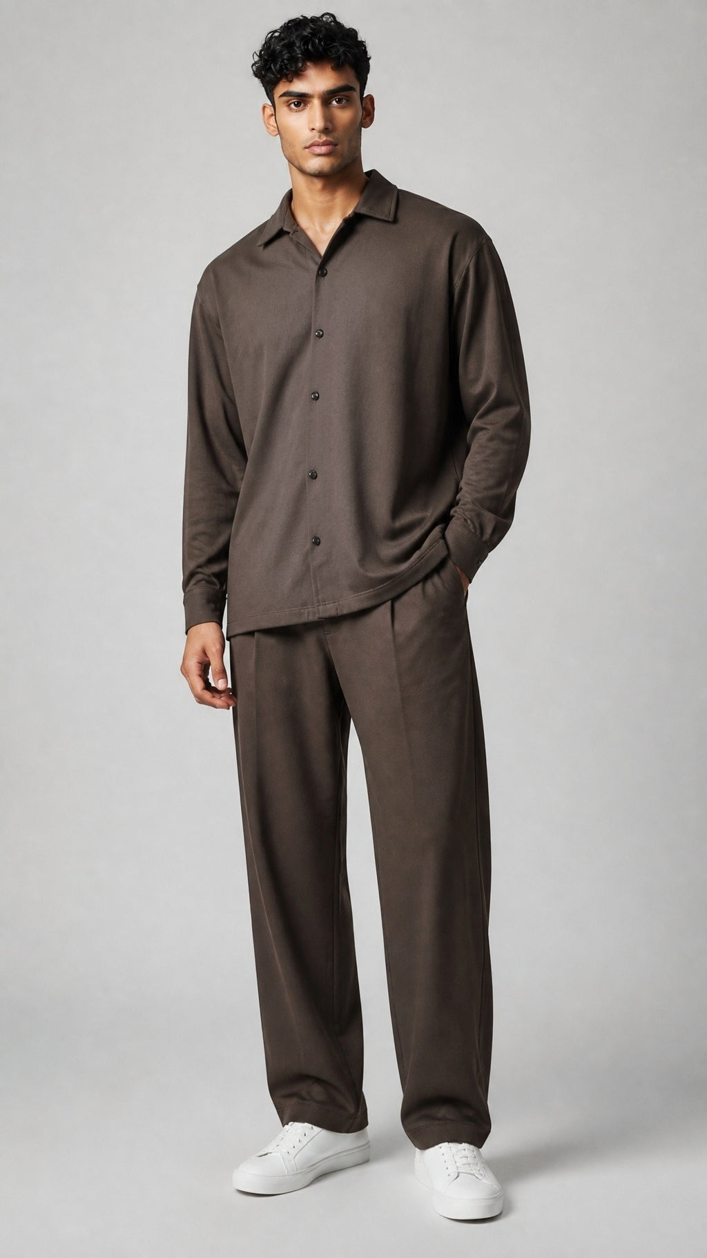 Coordinato camicia crop+pantalone baggy